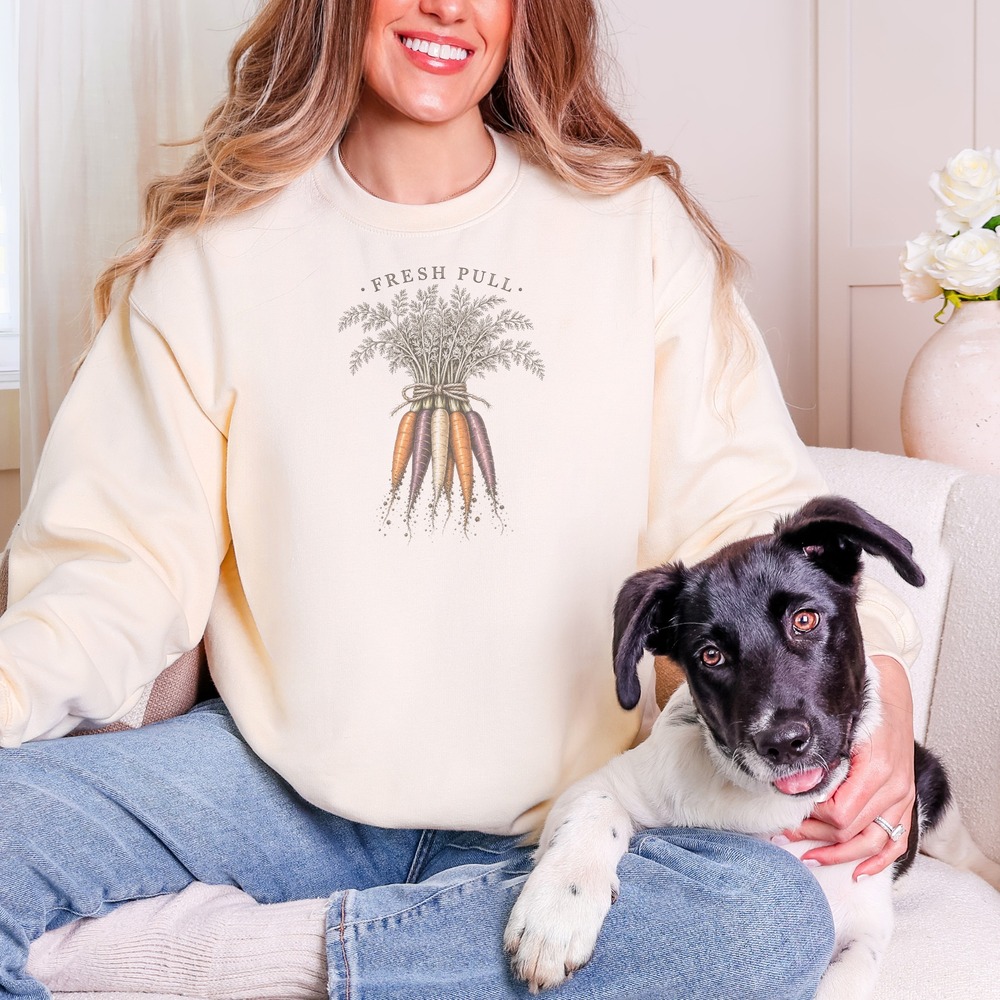 Fresh Pull Tricolor Carrots Tied with Twine Sweatshirt
